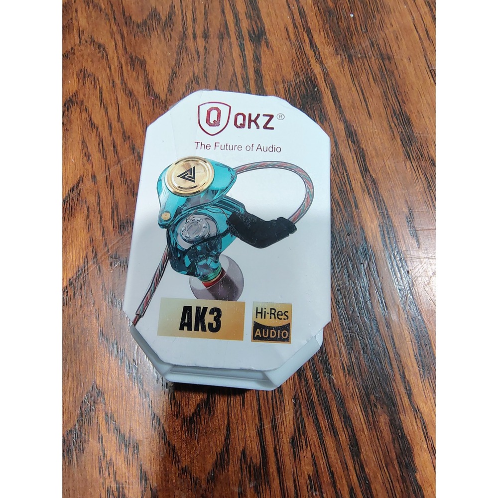 QKZ AK3 Hi-Res Audio Wired Earphones with Mic Cyan In-Ear Monitors